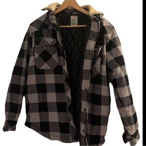 Dickies Black and Gray Checkered Jacket with Sherpa Collar Men’s Small Jacket